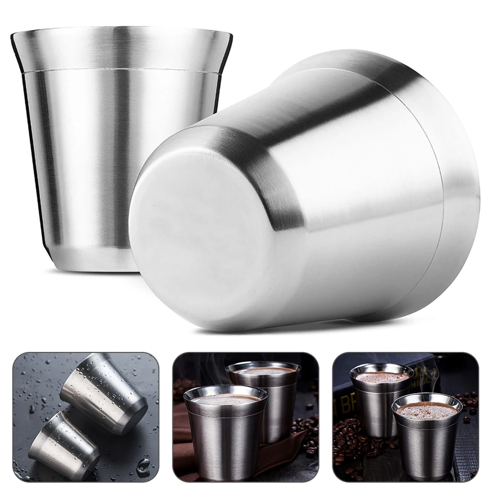 

Stainless Steel Espresso Cups Double Wall Demitasse Cups 80ml /160ml Vacuum Insulated Coffee Mug For True Espresso Coffee Lover