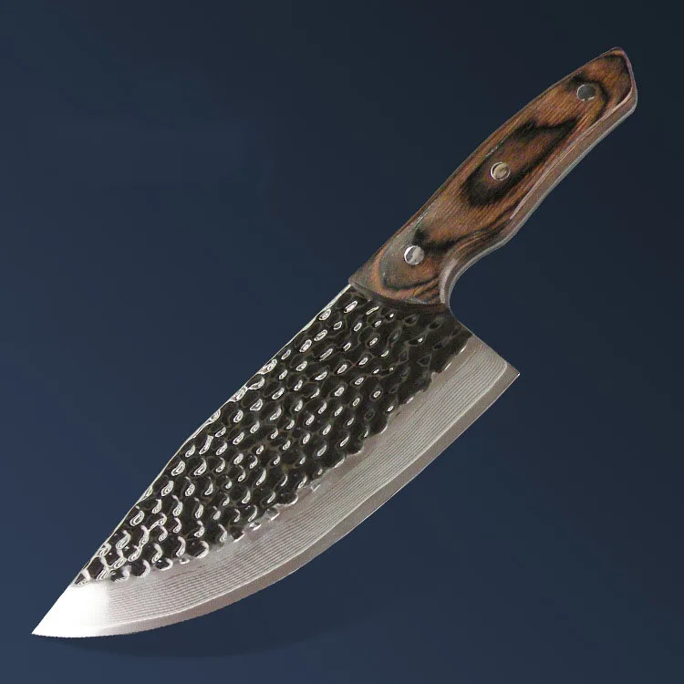

Butcher Knife Kitchen Knife Beating Pattern Color Wood Handle Slicing Knife Melaleuca Steel Kitchen Knife Household Knife