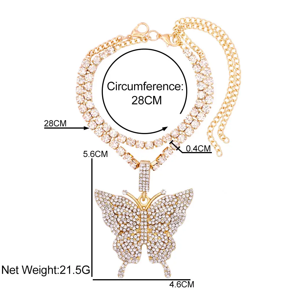 

Boho Shiny Crystal Butterfly Multilayer Tennis Chain Anklet For Women Rhinestone Anklets Ankle Bracelet Beach Barefoot Jewelry