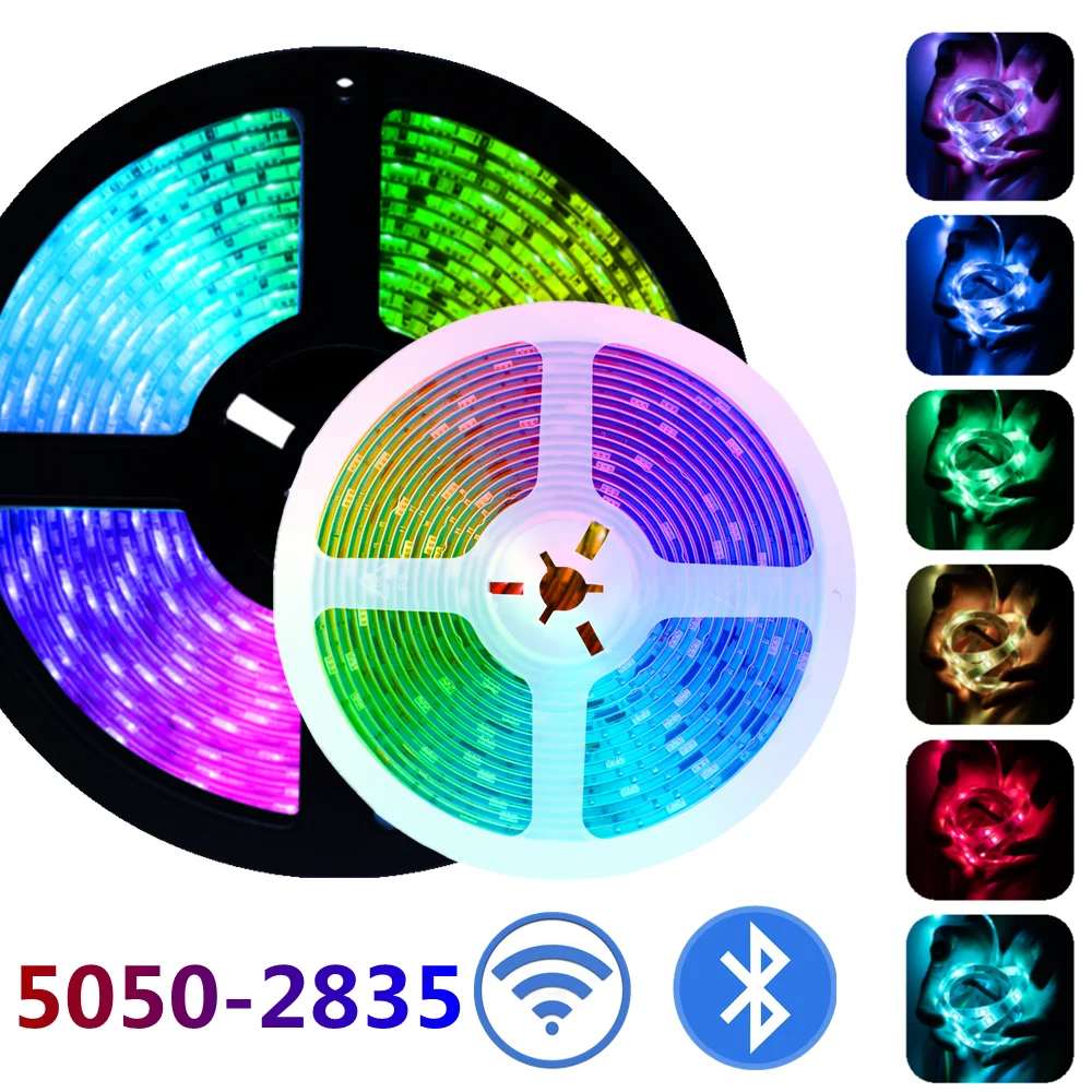 Светодиодная лента RGB 5050 SMD 2835 водонепроницаемая светодиодная неоновая гибкая с