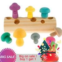 wooden rainbow blocks mushroom picking game montessori educational baby toys matching assembly grasp christmas gifts