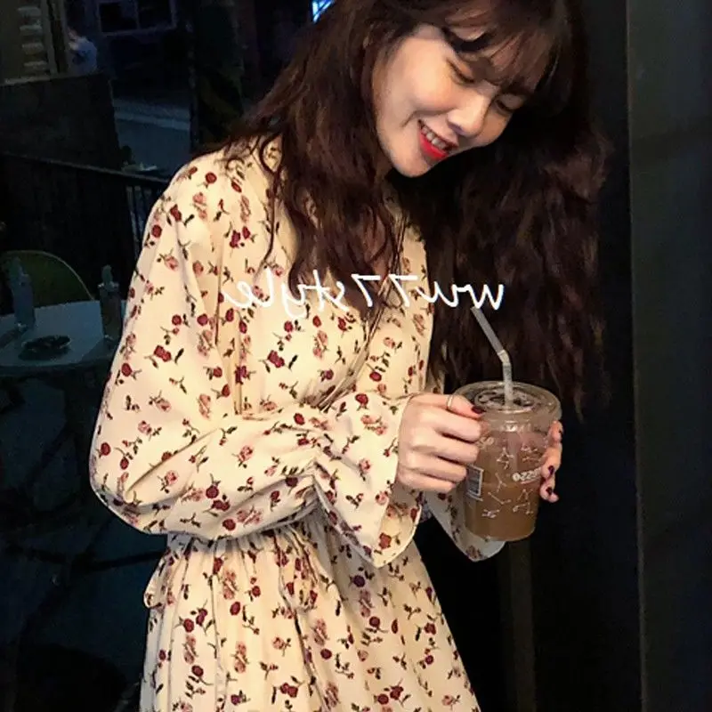 

Floral Dress 2020 Autumn Winter Dress Woman Dresses Vestido De Mujer Femme Robe