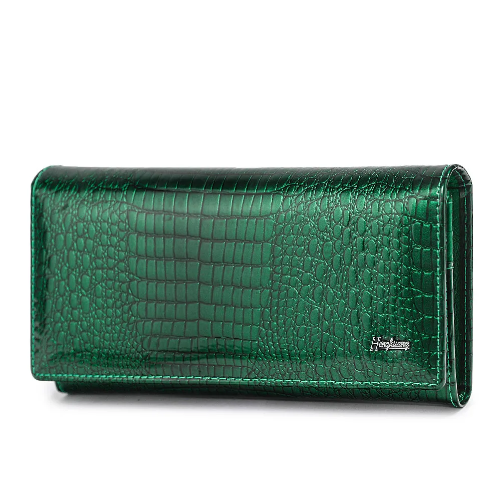 Luxury Brand Alligator Long Genuine Leather Ladies Clutch Female Crocodile Cow Wallet Ladies Coin Purse