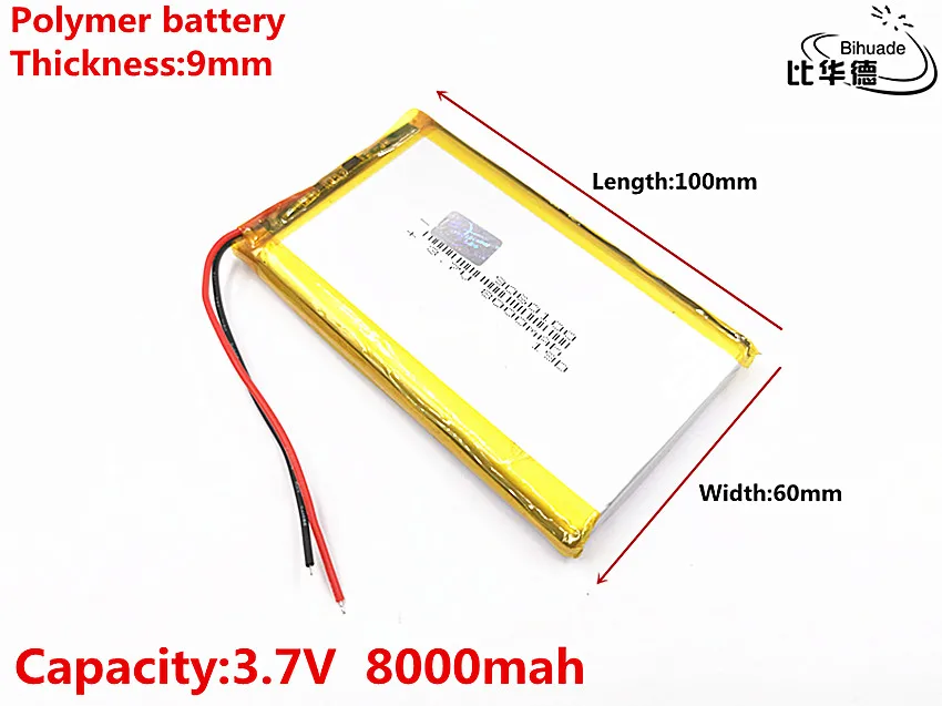 

Good Qulity 3.7V,8000mAH 9060100 Polymer lithium ion / Li-ion battery for tablet pc BANK,GPS,mp3,mp4