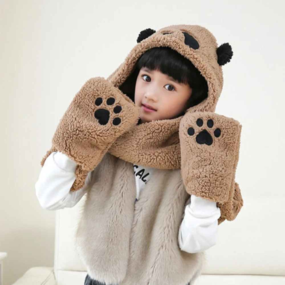 Стильный бар 2019 Новый Для женщин искусственный мех панда Форма шапочка Теплая зима теплые перчатки карман