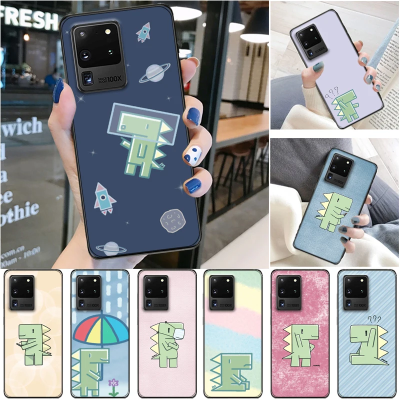 

Cute Flowers Funny Couples Dinosaur Color Painting Phone Case For Samsung Galaxy S20 Ultra FE Lite Plus Back Cover Soft TPU
