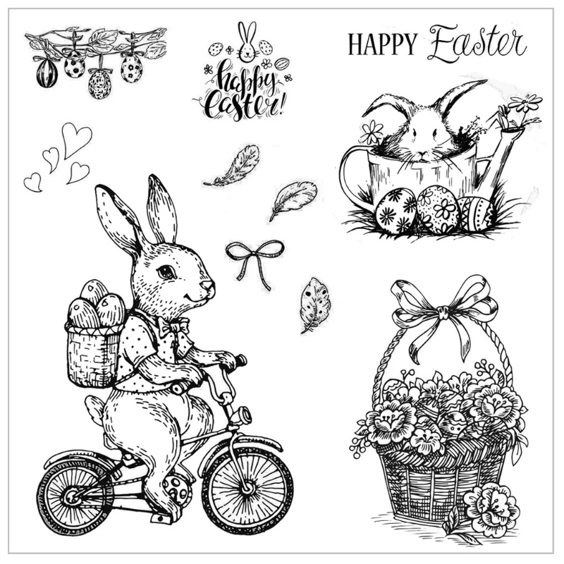 

Happy Easter DIY Silicone Clear Stamp Cling Seal Scrapbook Embossing Album Craft