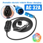 Штепсельная Вилка CEE 220-240 В, тип 1 и тип 2, автомобильный зарядный кабель, зарядное устройство для электромобиля, EV 32 А, портативный EVSE, IEC 62196 и SAE J1772