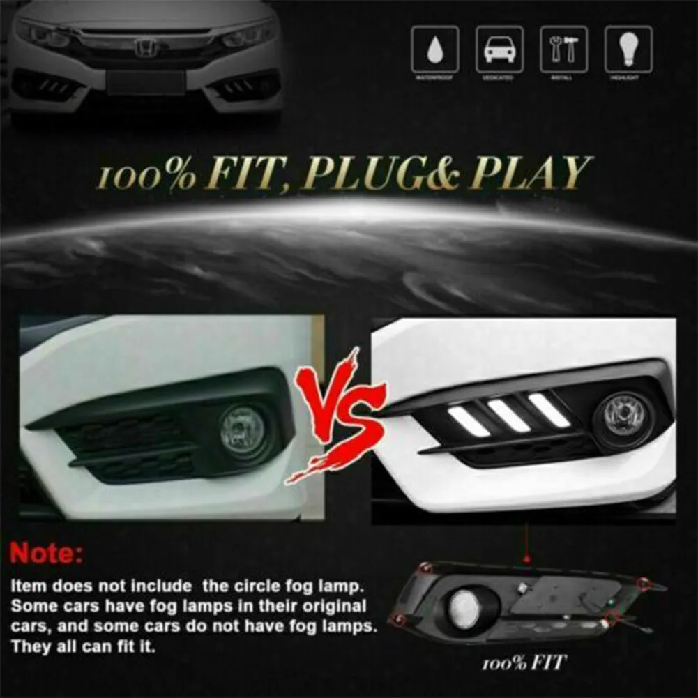 

Для Honda Civic 17, новые дневные ходовые огсветильник, противотуманные фары, белый и желтый свет
