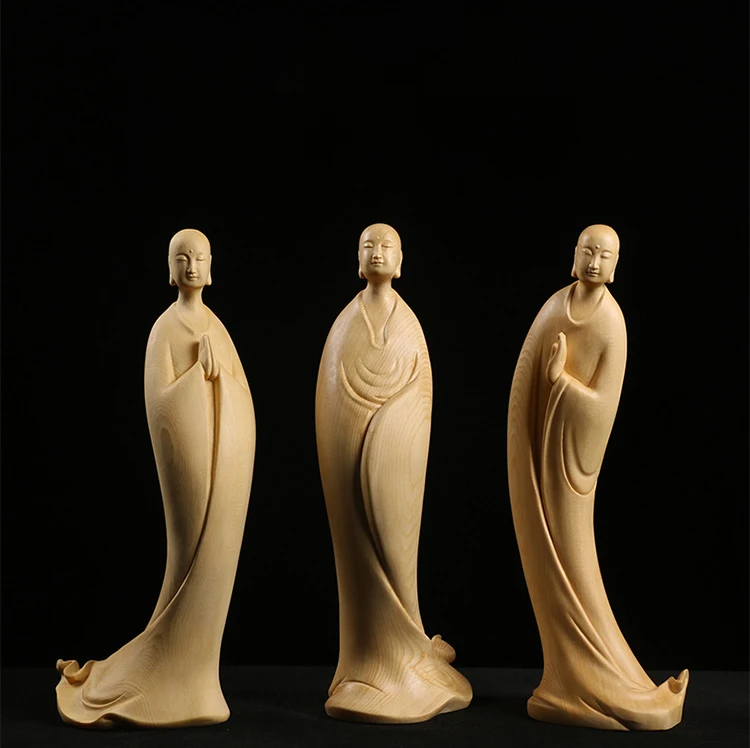 Резьба по дереву Cypress украшения в китайском стиле поделки для гостиной статуя