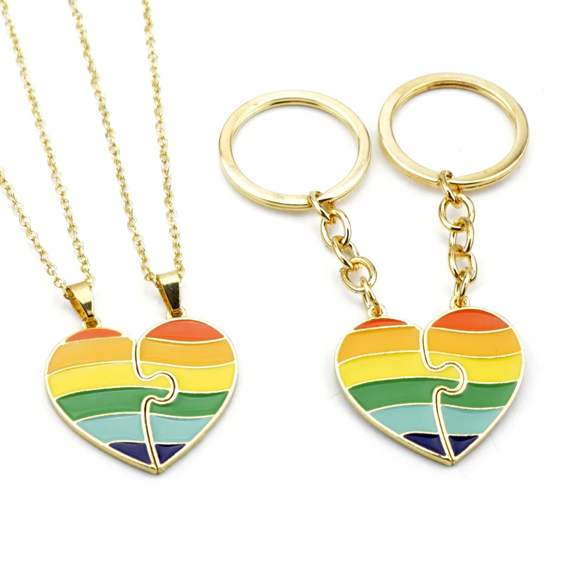 Модное ожерелье с кулоном для лучших друзей любовь пары 2 шт./компл. радуга