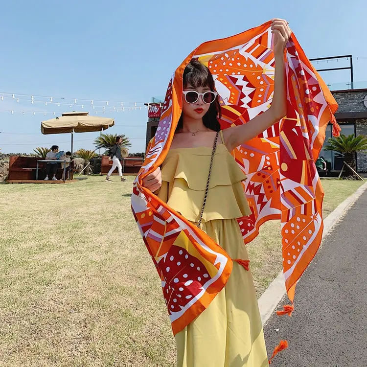 14 geometric yellow Горячая новинка 180*90 см 21 стиль хлопок Парео Пляжная накидка женский большой шарф купальник бикини покрытие осень саронг пляжный коврик - Цвет: 14 geometric yellow