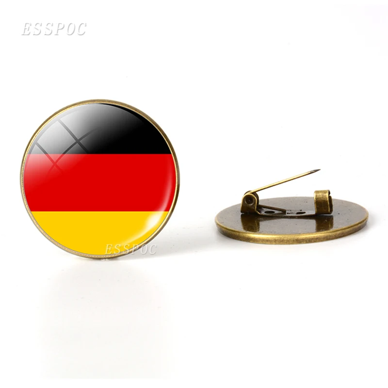 Germany Центральная Европа: Австрия Польша Германия Швейцария Броши с флагом стеклянные купольные украшения бронзовая брошь булавки Национальный день подарки - Окраска металла: Germany