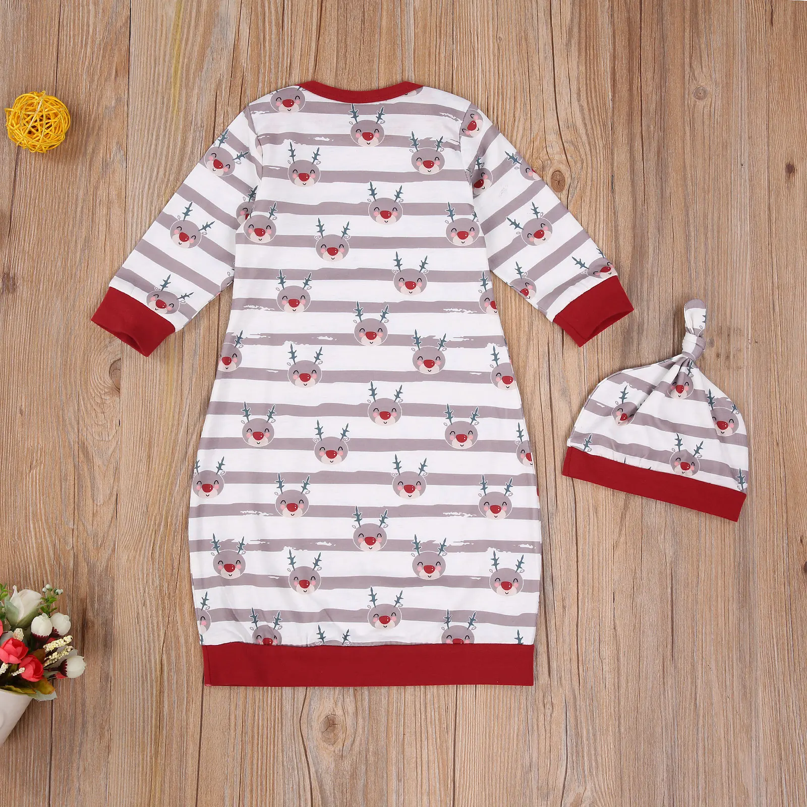 

Woshilaocai 0-6M Newborn Infant Kids Baby Girls Sleeping Bags Christmas Cartoon Print Long Sleeve Blanket + Hats Autumn Winter