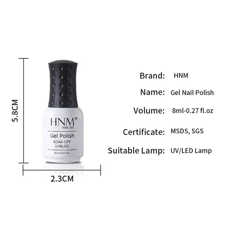 Неоновый Гель лак для ногтей HNM 8 мл меняющий цвет отмачиваемый УФ светодиодный