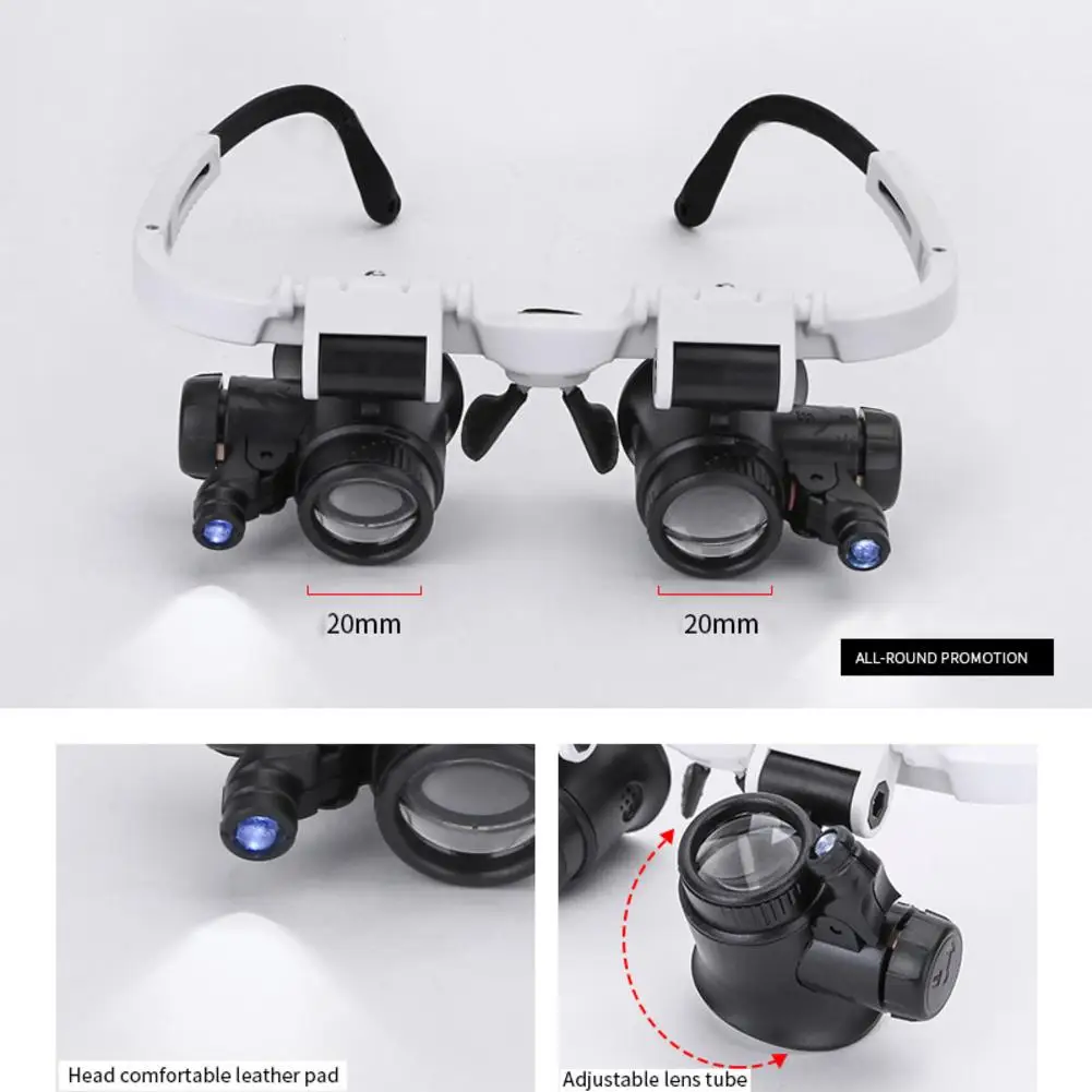 

Headband Glasses Magnifier With LED Light 8X 15X 23X Magnifying Glass For Watchmaker Jewelry Optical Lens Glass Magnifier Loupe