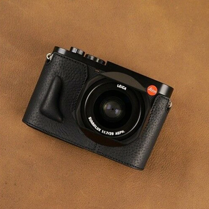 AYdgcam-Funda de cuero genuino hecha a mano para cámara, carcasa inferior de medio cuerpo para Leica Q Typ 116 Leica Q2 Q2 MONOCHROM