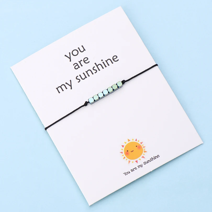 color 5 IYOE Wish Card You Are My Sunshine крошечные бусины браслеты с подвесками для женщин и мужчин геометрические бусины ручной работы красный браслет с нитью подарок - Окраска металла: color 5