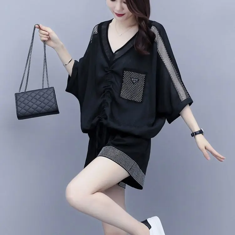 

2021 Spring and Autumn New Shorts Suit Korean Style Fashion Casual All -Matching Loose Outfit Pants Two - Piece Women 's Clothin