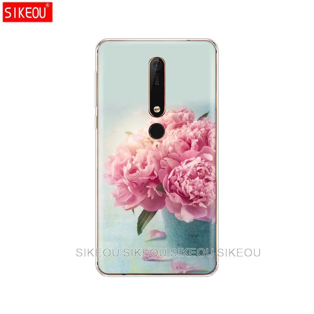Силиконовый чехол SIKEOU с цветами и розовыми пионами для телефона Nokia 5 3 6 7 PLUS 8 9 /Nokia 1