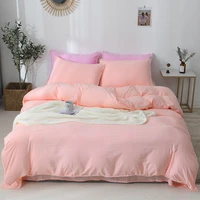 washed cotton 4 piece set bed linen quilt cover pillowcase bedding single and double bed 3 piece set nordic style