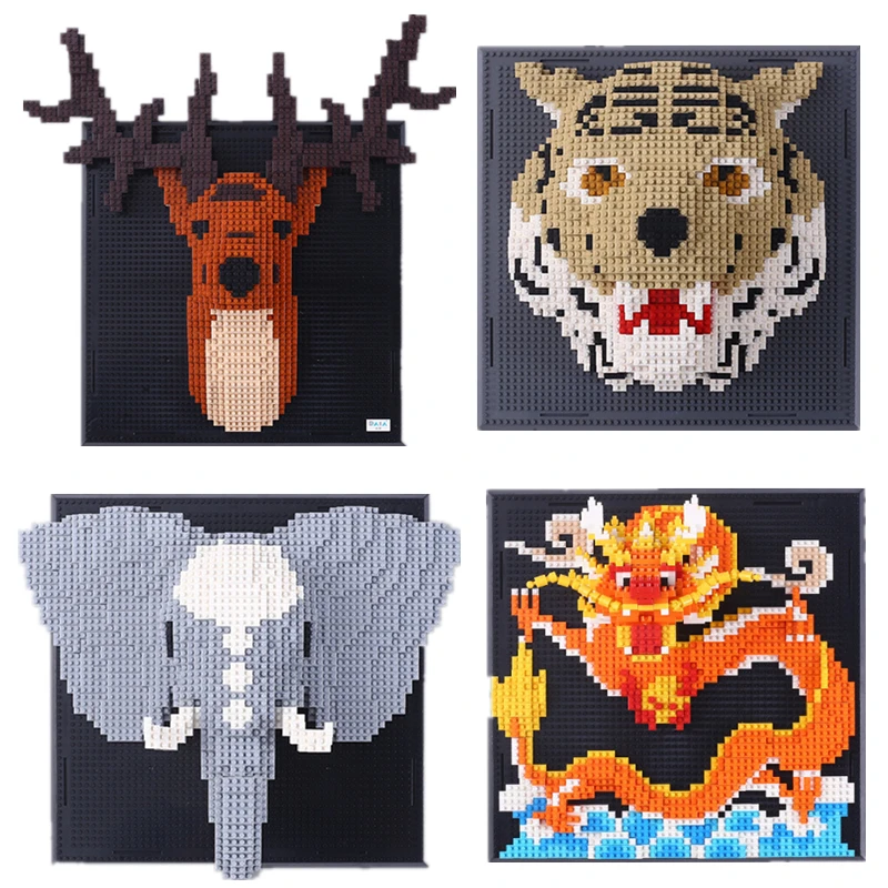 

Роспись 3D Строительные блоки для взрослых сборные животные Тигр Слон Лось картина-головоломка Декоративная Модель Детские Кирпичи Игрушки