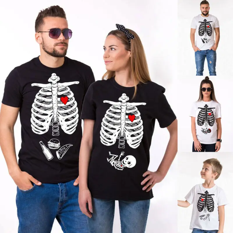 Детские Майки для родителей и детей на Хэллоуин топы женщин мужчин футболки с