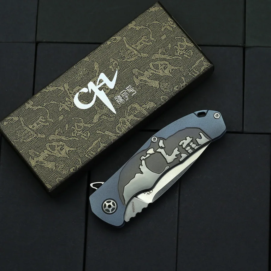 

CH3504 S35VN Flipper Folding Knife Titanium Anodizing Handle Outdoor Hunting Camping Survival Tactics Pocket Knives EDC Tools