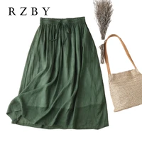 women elastic waist lace up maxi skirt summer casual solid elegant irregular a line long skirt female oversize 3xl rzby375