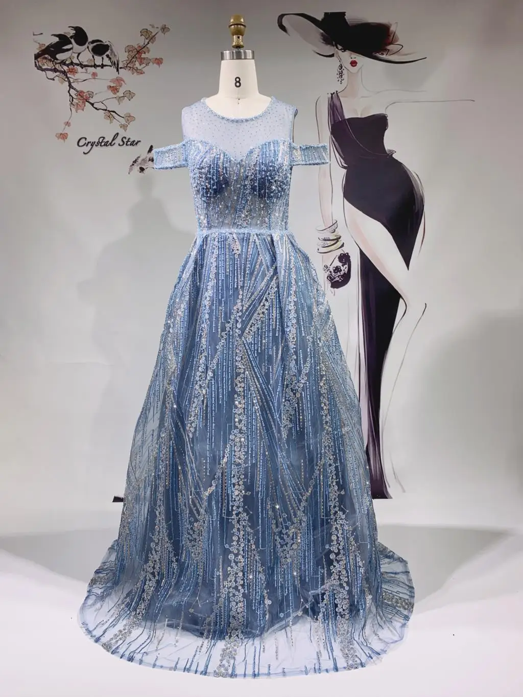 

Длинное вечернее платье с блестками, в мусульманском стиле, с открытыми плечами, с блестками, для выпускного вечера, HO1034, 2021