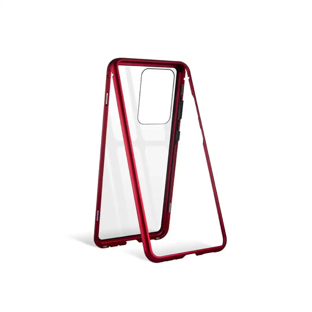 

Metal Frame Magnetic Phone Case 360 Full Cover Magnet Adsorption Clear Tempered Glass Phone Case For Iphone 11/11pro/11 pro max