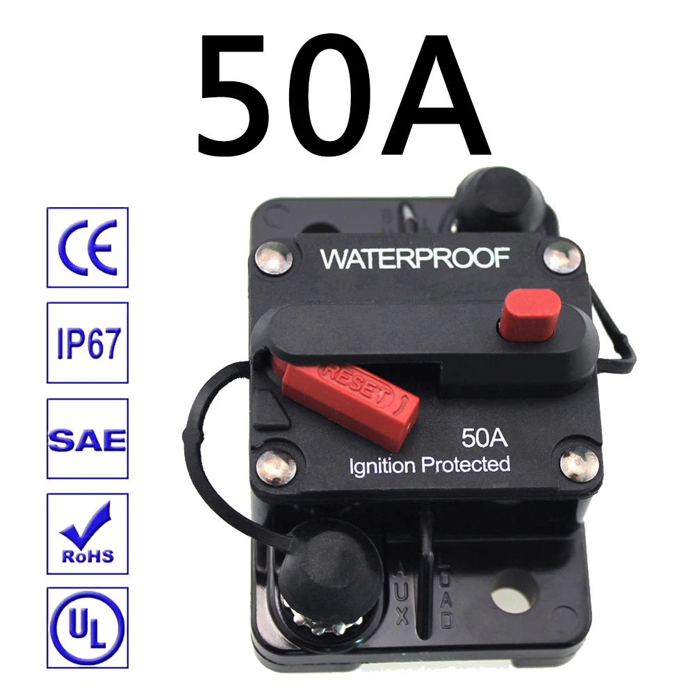 Многоцветный 30A 40A 50A 60A 70A 80A 100A 120A 150A 200A 250A 300A Ампер автоматический выключатель предохранитель сброса для ребенка от 12 до 48V преобразователь автомобильной розетки постоянного тока Лодка Авто Водонепроницаемый - Цвет: Многоцветный