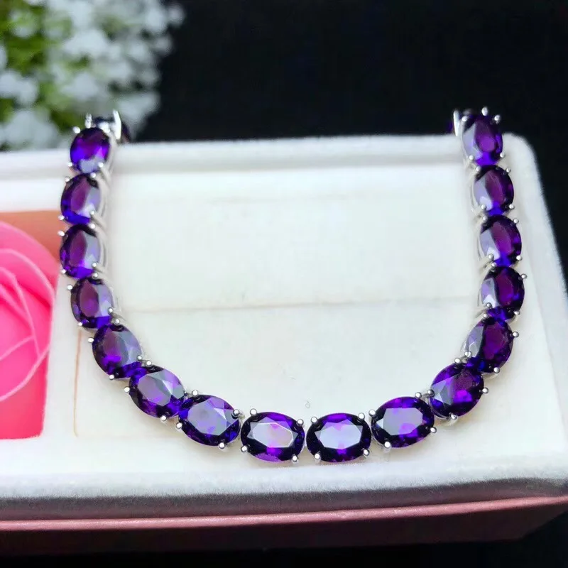 

Natural amethyst bracelet the latest fashion 925 Sterling silver many gems beautiful color Ladies Bracelet luxury
