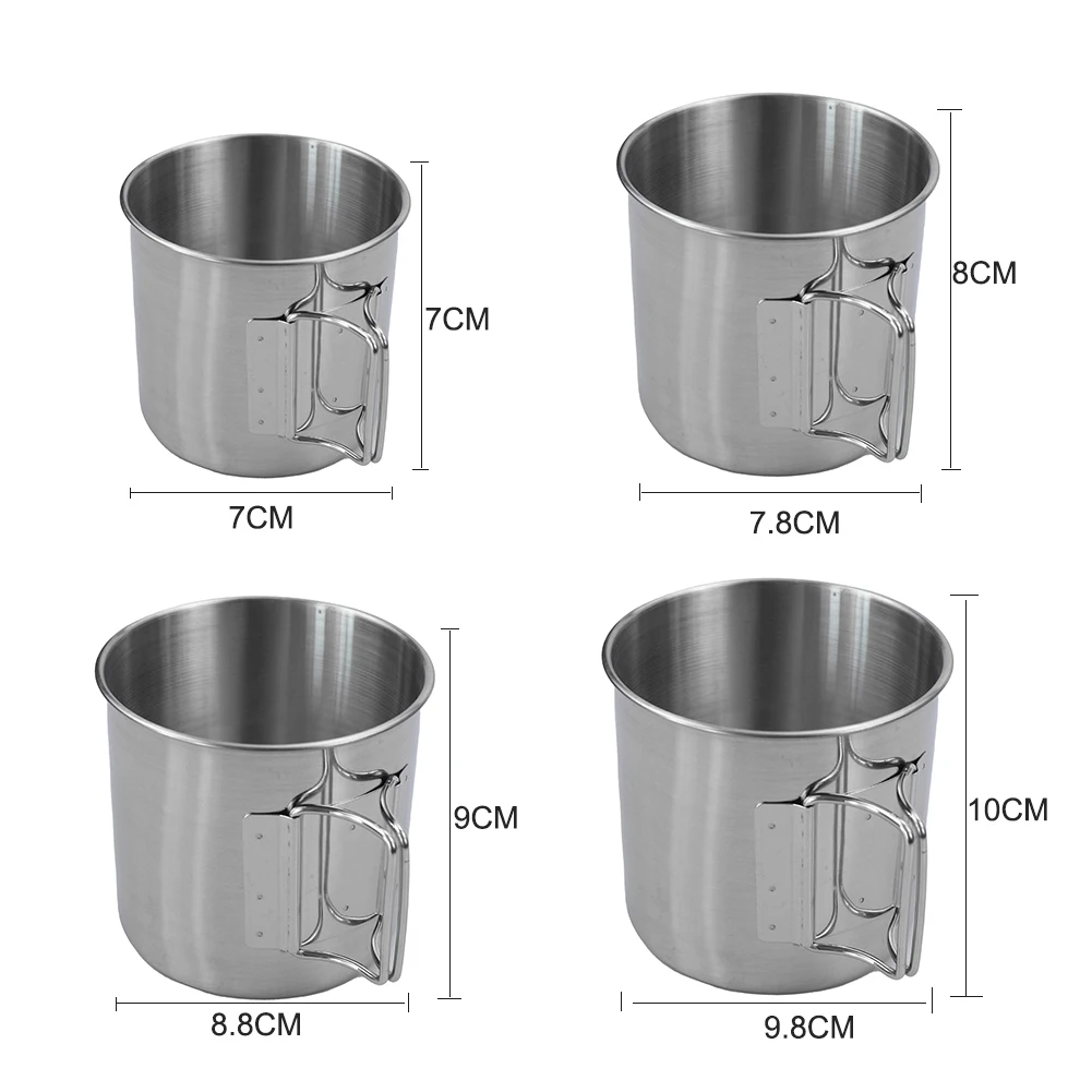 

4pcs Outdoor Cookware Camping Travel Cups Lightweight Stainless Steel Foldable Portable Picnic Barbecue Coffee Tea Beer Mug Set