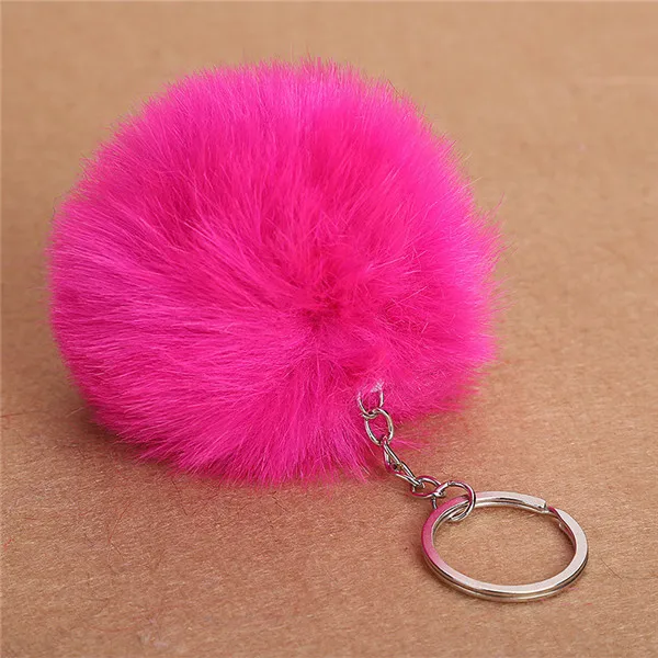 Hot Pink 8 см пушистые шарики из меха кролика рекс, брелок из искусственного меха кролика, брелок с меховым помпоном, брелок для автомобиля, сумка, подвеска, 30 цветов - Цвет: Hot Pink