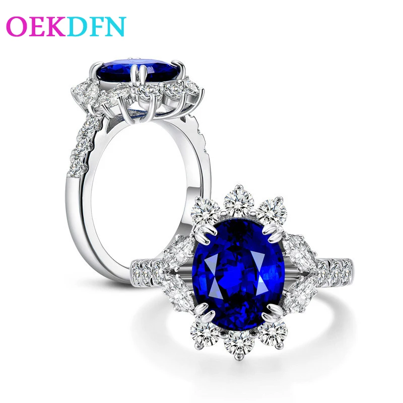 

OEKDFN 100% 925 Sterling Silver Rings Women Created Moissanite Sapphire Gemstone Diamonds Wedding Engagement Ring Fine Jewelry