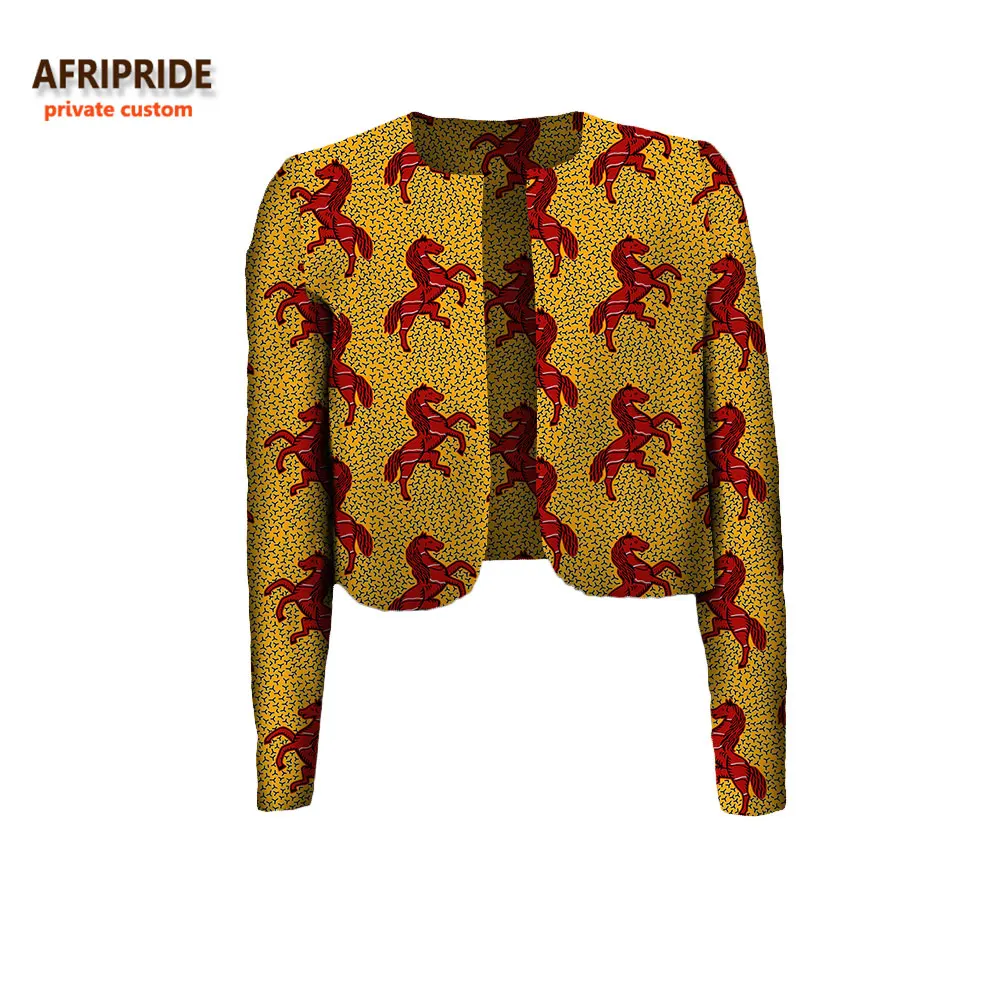 Осеннее повседневное женское пальто в африканском стиле, AFRIPRIDE, индивидуальное, длинный рукав, круглый вырез, Короткое женское хлопковое пальто без подкладки, A722420 - Цвет: 509