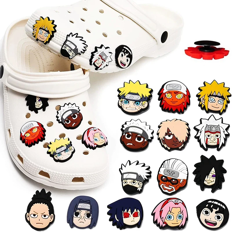

Anime Naruto Shoes Charms Accessories PVC Cartoon Waterproof Sandals Decorate Buckle Decorations Toys For Kids Party Xmas Gift