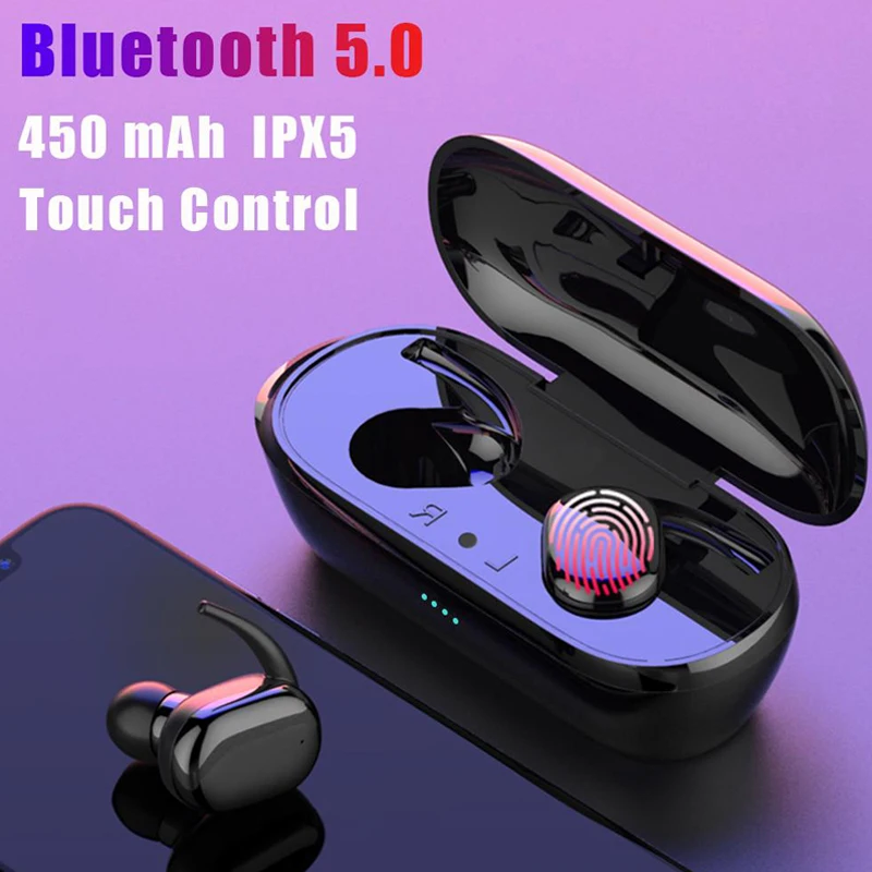 

Y30 TWS Fingerprint Touch Bluetooth 5.0 Earphones Wireless In-Ear Headset Earbuds for IOS Android Waterproof IPX5