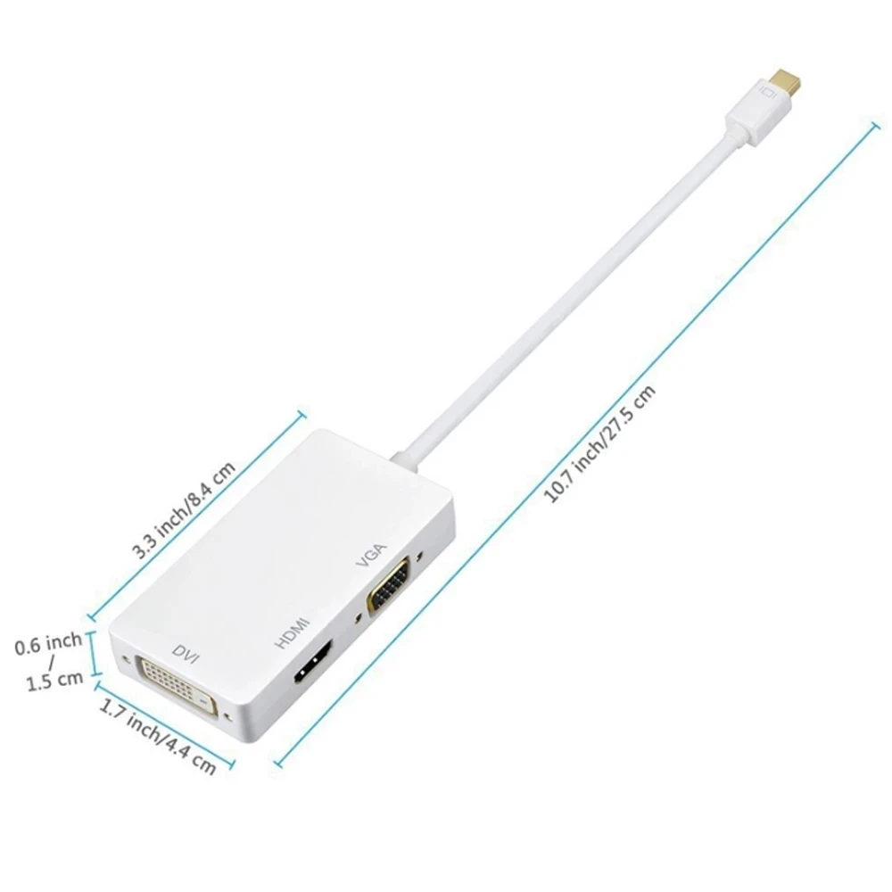 

3 In 1 Mini Displayport DP Male To DVI HDMI VGA Audio Female Adapter Display Port Cable Converter for Computer for PC MacBook