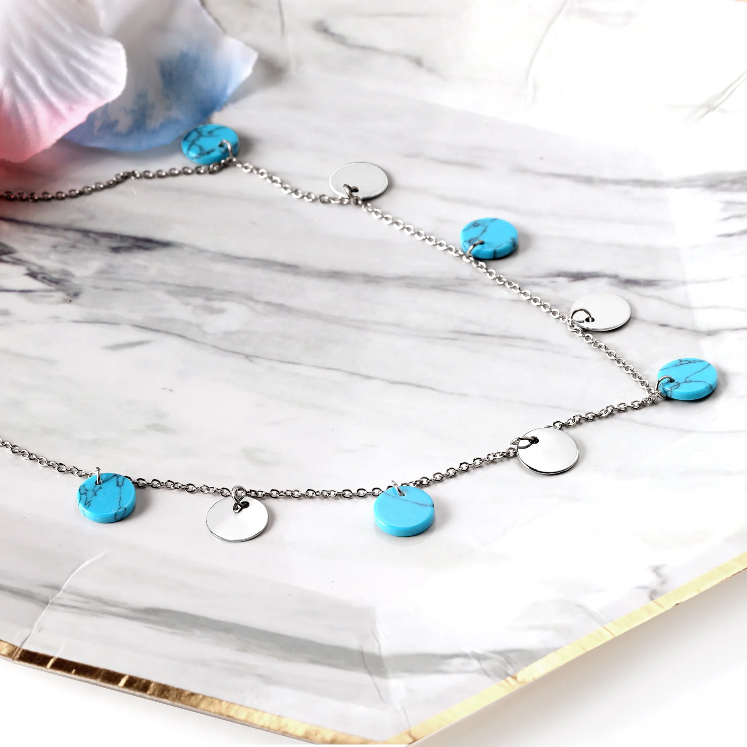 Модное колье LUXUSTEEL с подвеской 10 мм цвет серебристый ожерелье из нержавеющей