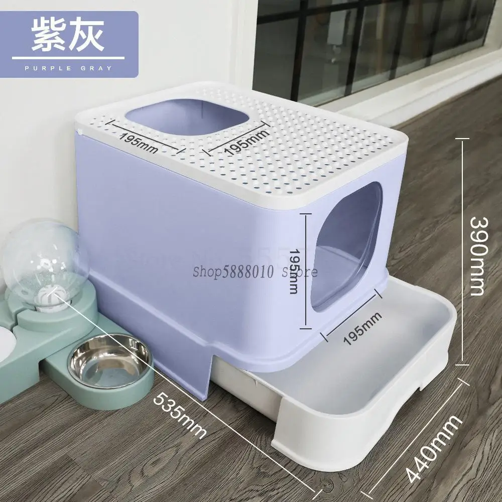 

Cat litter box Fully closed drawer Top-entry splash-proof cat supplies Deodorant feces bowl Extra large oversized cat toilet
