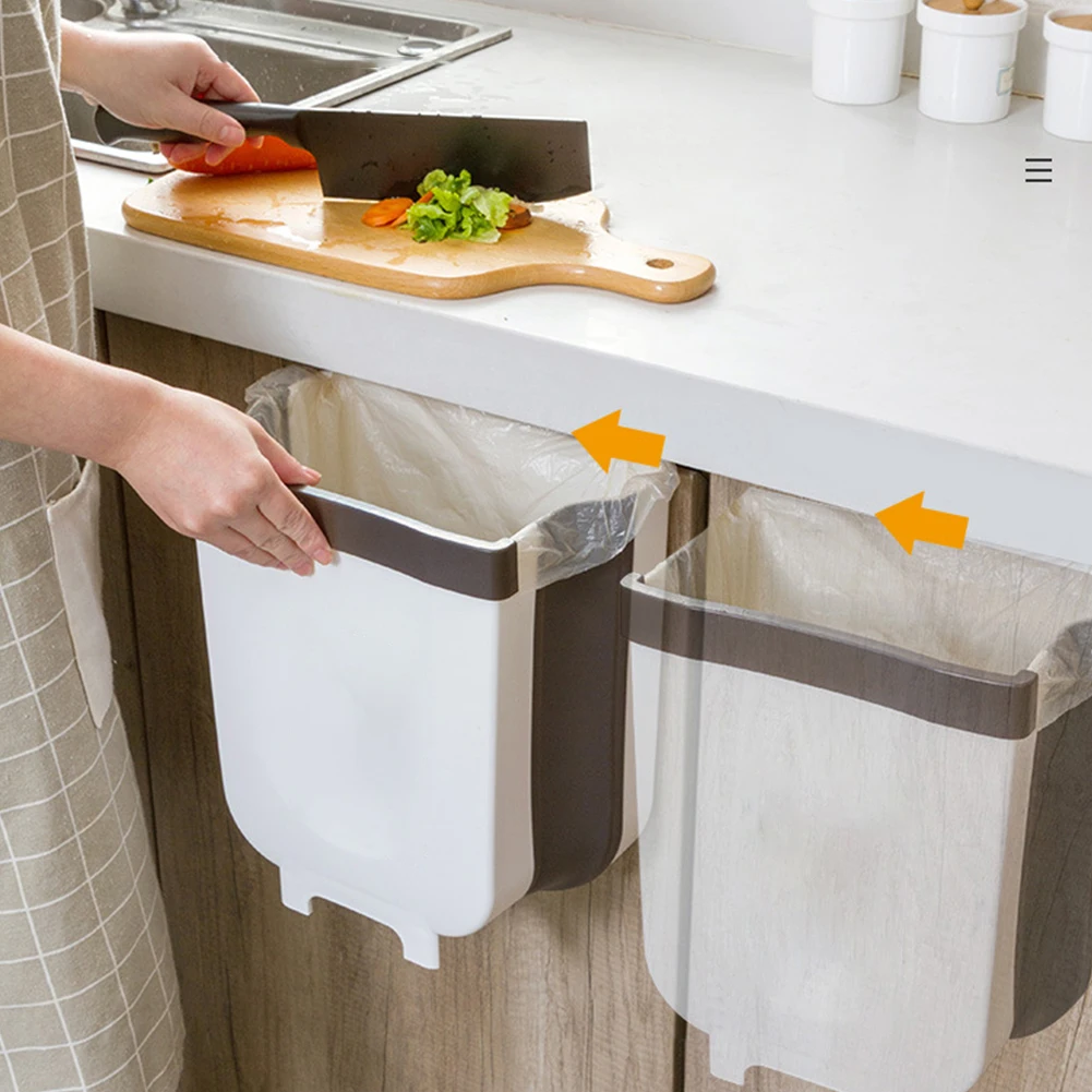 Настенное складное мусорное ведро кухонный шкаф дверь шкафа подвесная мусорная