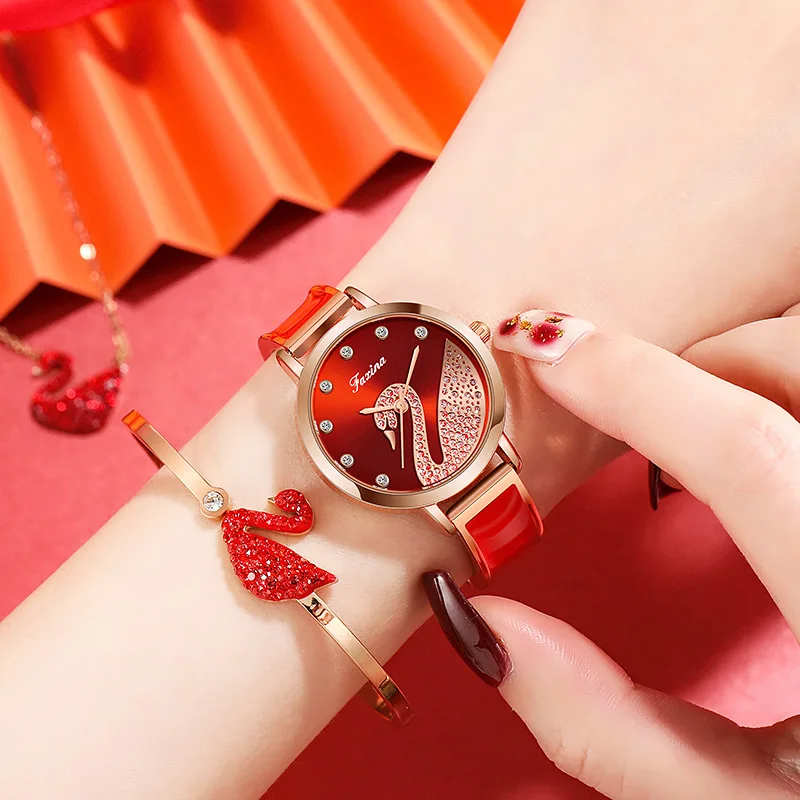 2021 new product Little Swan ladies five-piece watch set Chinese style New Year gift watch enlarge