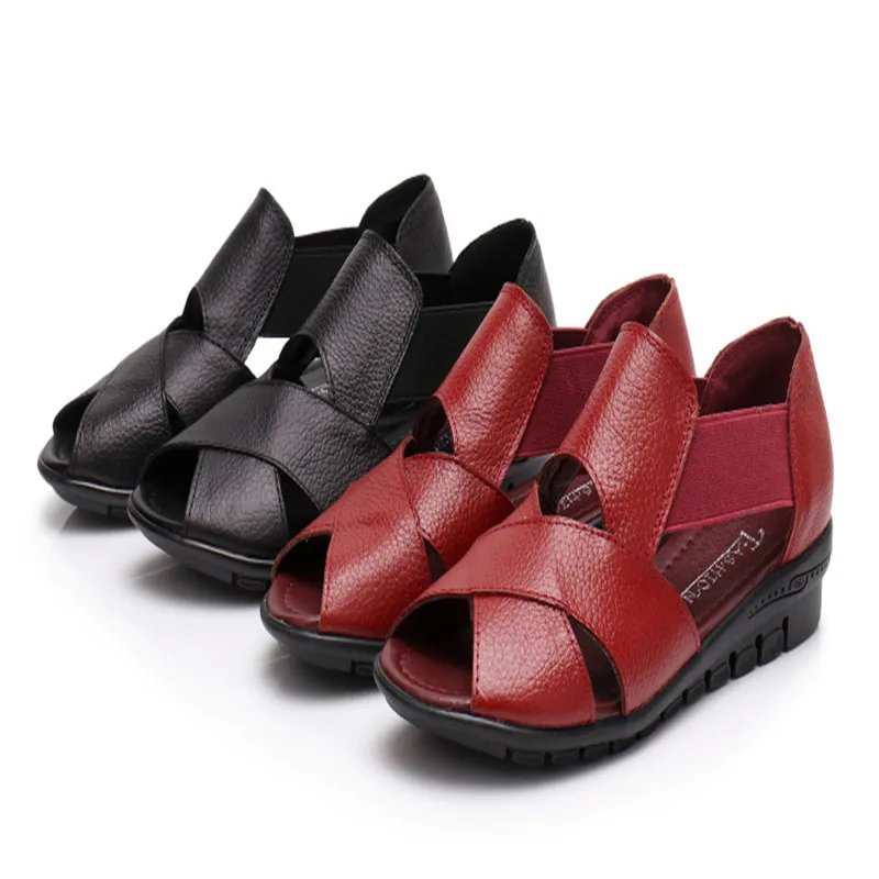 

Rome Casual Sandals Women Shoes Women Summer Gladiator Sandalia Feminina PU Leather Wedge Heel Comfort Sandals