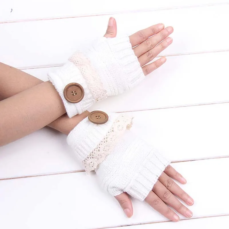 Вязаные митенки VIIANLES на кнопках без пальцев женские перчатки теплые зимние