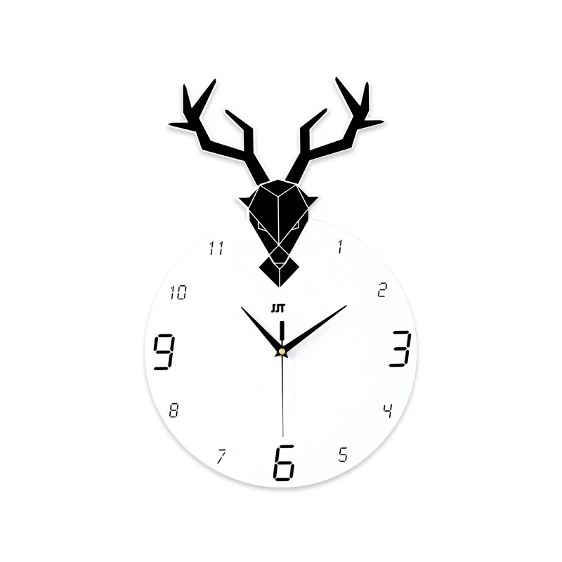 

Deer Nordic Wooden Wall Clock Silent Sticker Fashion Wall Clock Living Room Horloge Murale Grande Taille Home Decor OO50WC