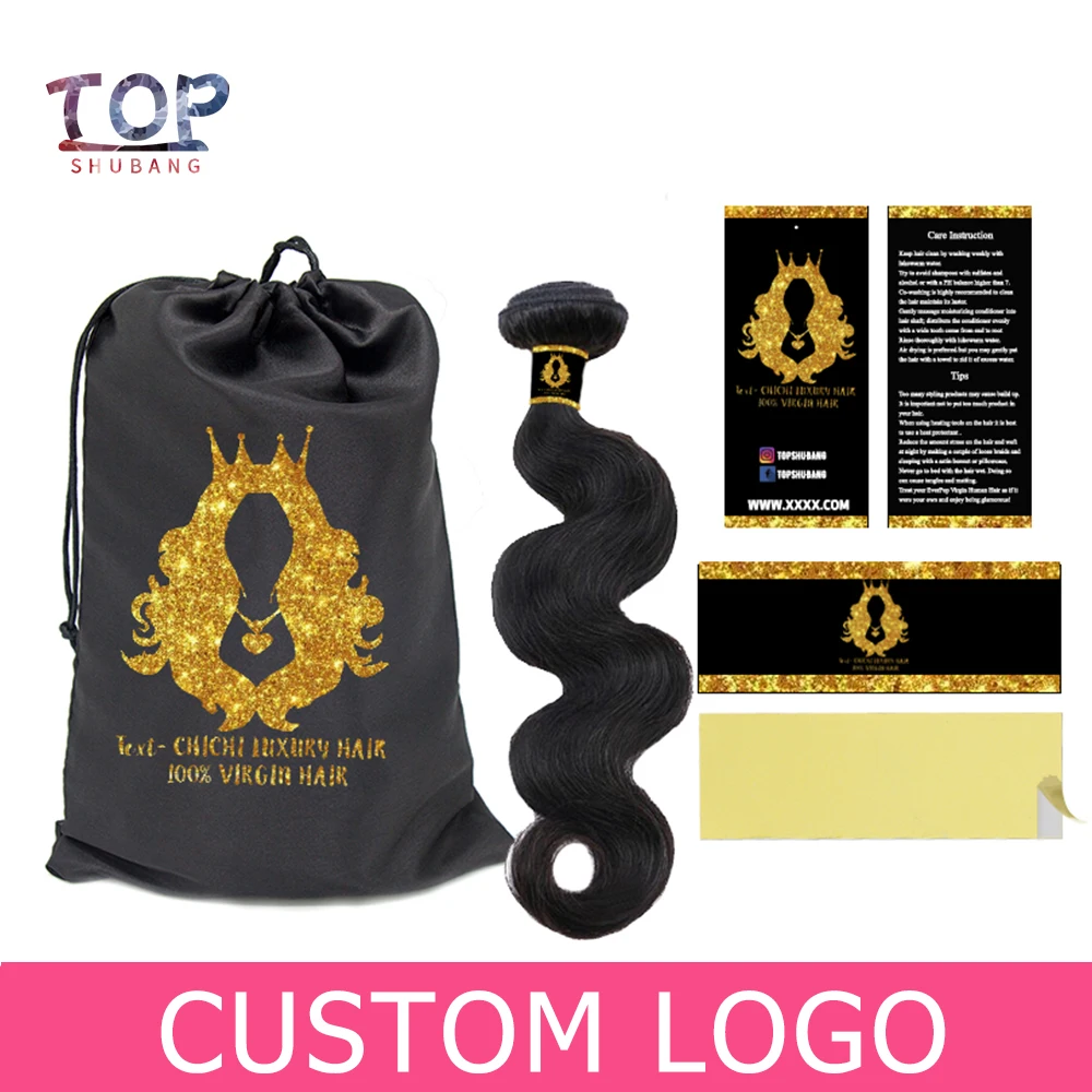 

Пользовательский логотип, брендовые натуральные волосы, упаковка, атласные пакеты и подвесные бирки, упаковочные пакеты для наращивания человеческих волос, этикетки
