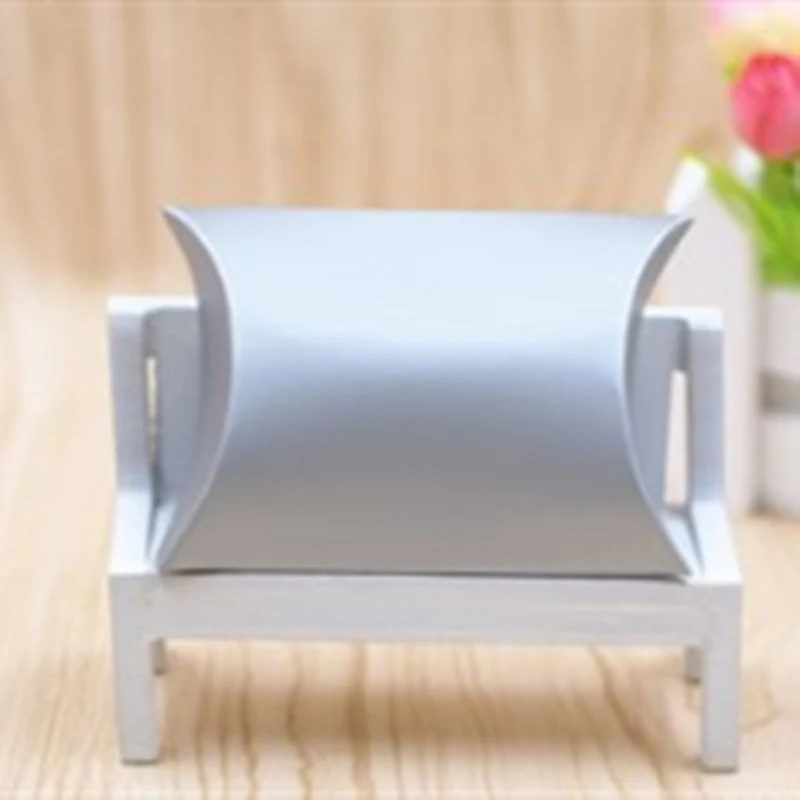 Серебристый Крафт-бумаги крафт Коробки Home 10 шт./лот подарок на день рождения поставки Бумага Подушка вечерние пирог продвижение теги сумки Форма дружественных эко милые конфеты - Цвет: Серебристый