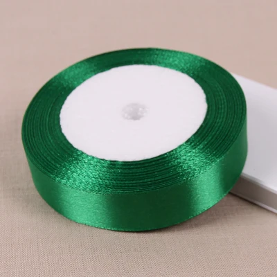 (25 ярдов/рулон) зеленая односторонняя атласная лента для украшения